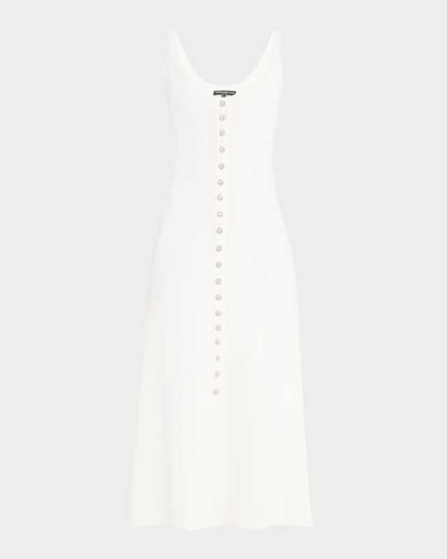 Sharon Sleeveless Crystal-Button Sweater Dress